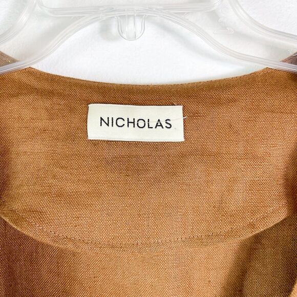 Nicholas NWOT Asilah Tie-Front Cutout Linen Dress Size 4 - Picture 8 of 10